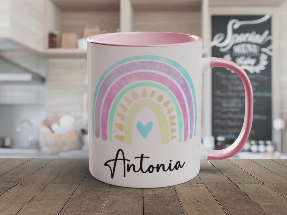 Personalisierte Tasse Regenbogen 1 mit Namen persönliches Geschenk Namenstasse