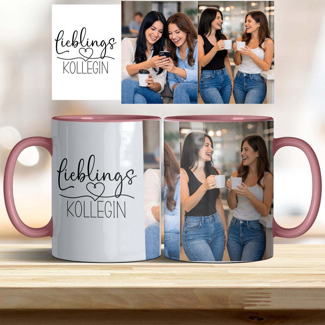 Tasse Lieblingskollegin personalisierbar mit Foto in verschiedenen trendigen Farben
