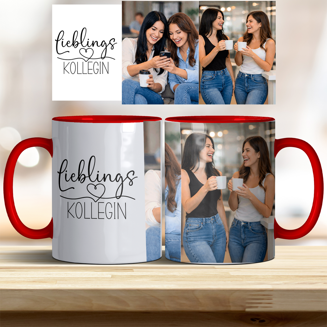 Tasse Lieblingskollegin personalisierbar mit Foto in verschiedenen trendigen Farben