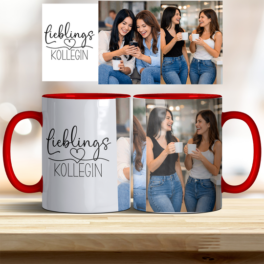 Tasse Lieblingskollegin personalisierbar mit Foto in verschiedenen trendigen Farben