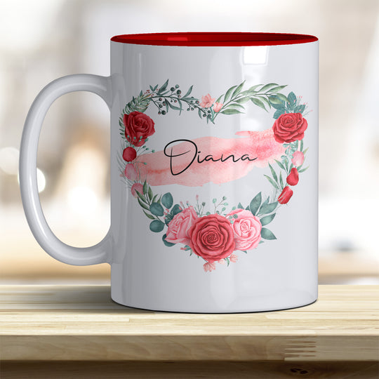 all-yours24 Tasse Rosen Herz Name Geschenkideen Tasse mit Spruch Geschenke Kaffee-Tasse