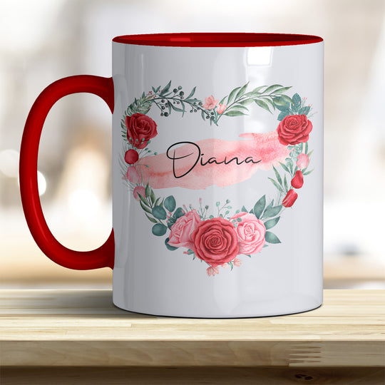 all-yours24 Tasse Rosen Herz Name Geschenkideen Tasse mit Spruch Geschenke Kaffee-Tasse