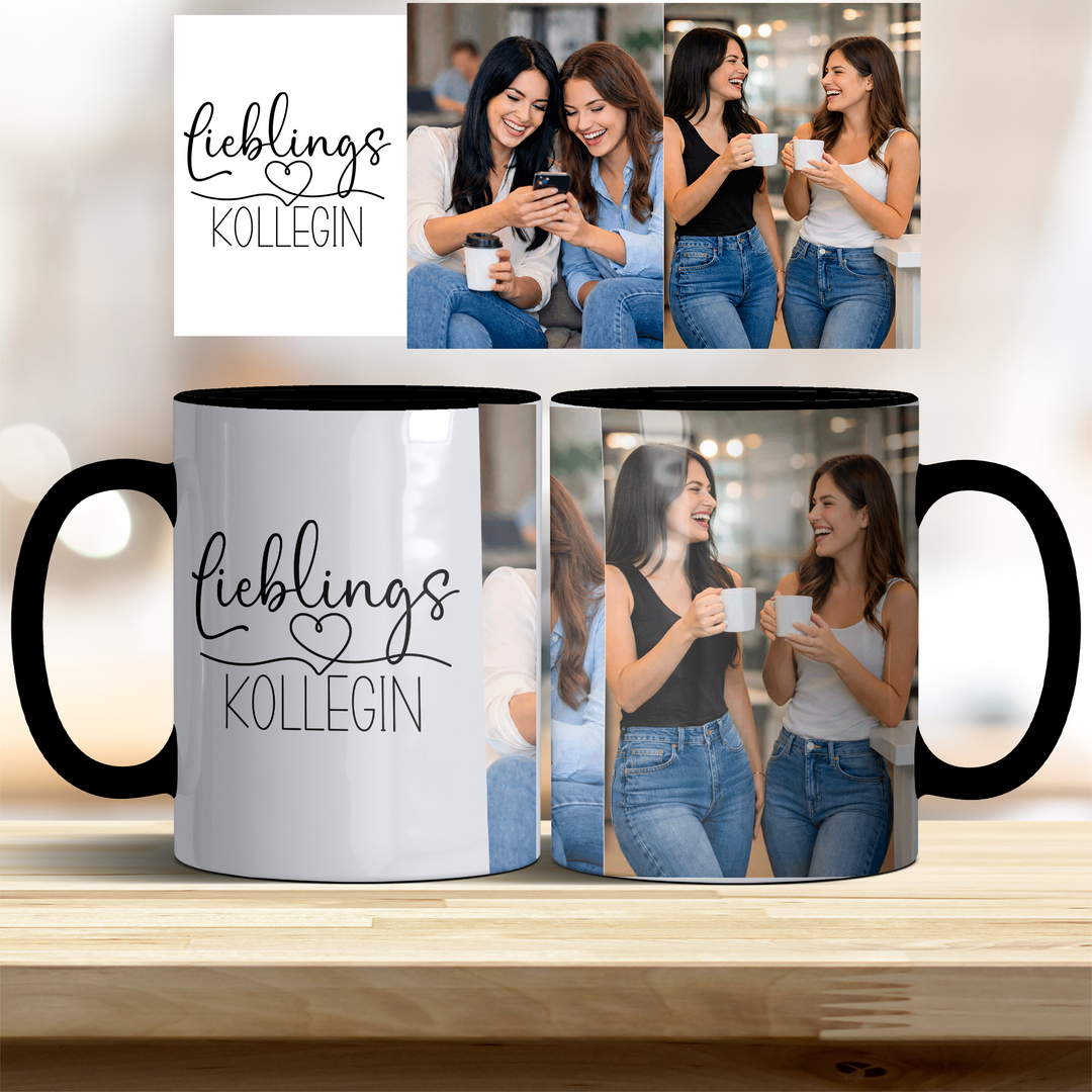 Tasse Lieblingskollegin personalisierbar mit Foto in verschiedenen trendigen Farben