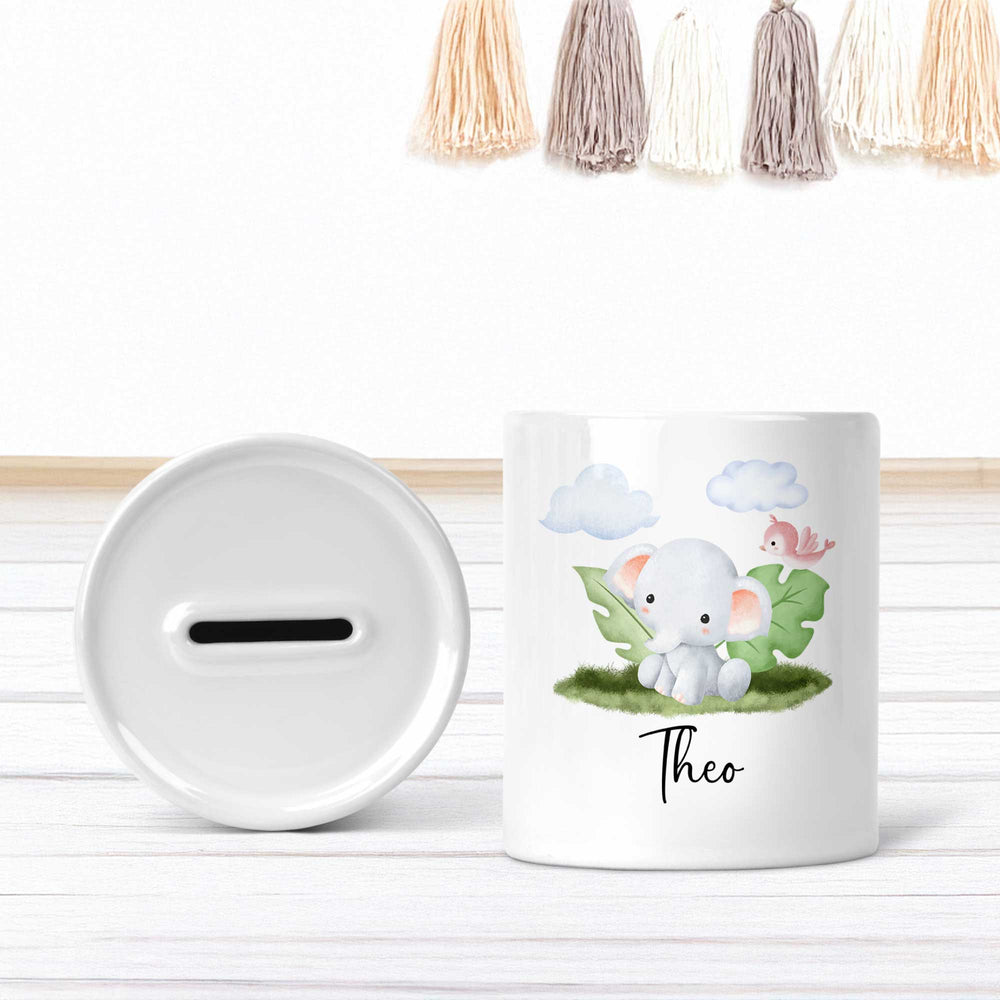 Spardose Süßer Elefant mit Name - all - yours24