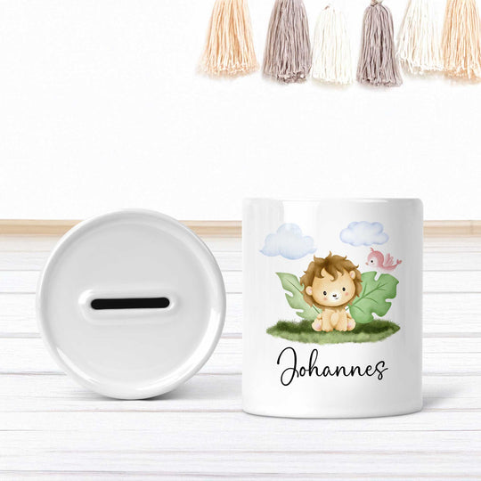 Spardose Süßer Löwe mit Name - all - yours24