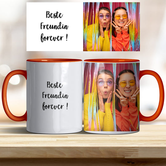 Tasse Beste Freundin forever personalisierbar mit Text und Foto in verschiedenen trendigen Farben - all - yours24