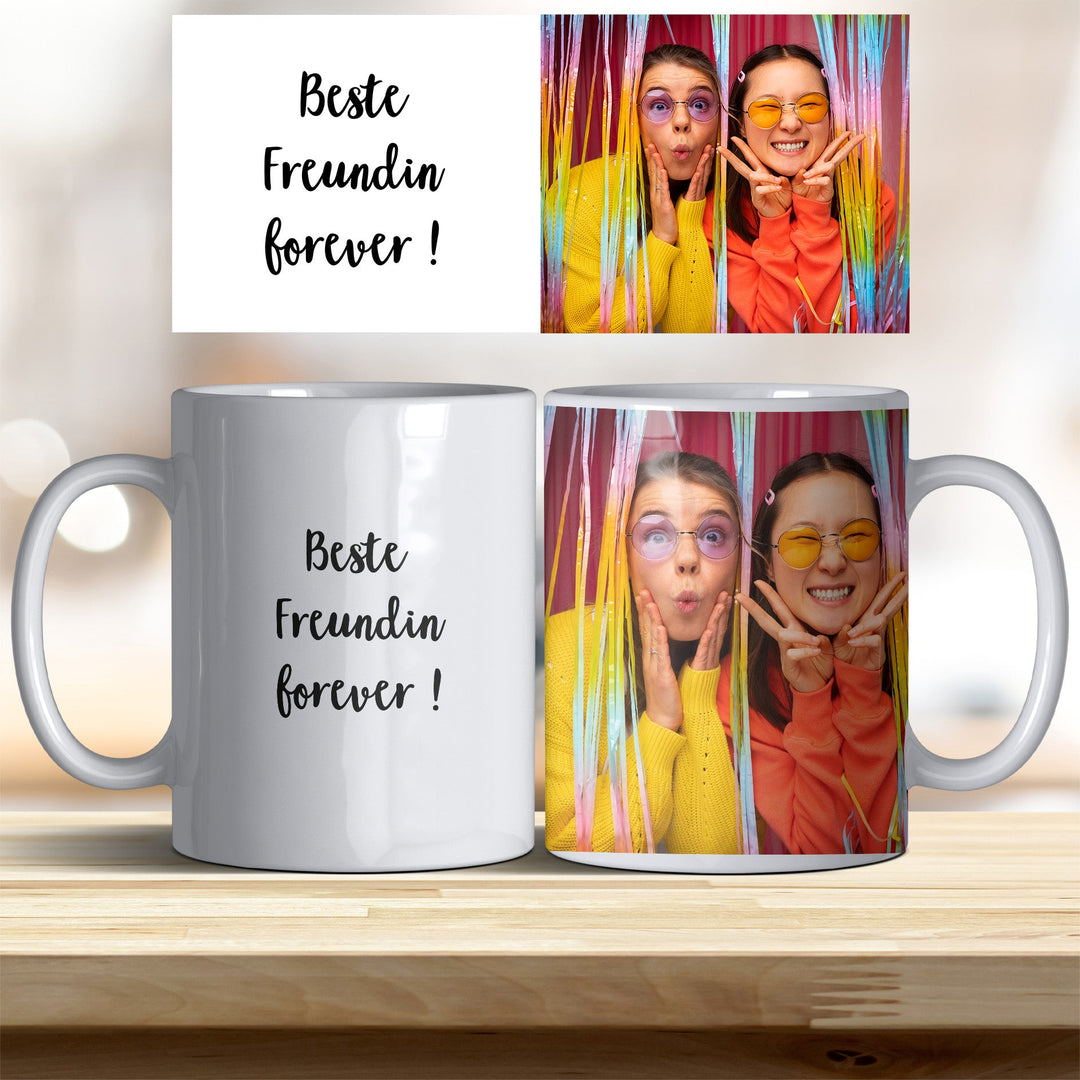 Tasse Beste Freundin forever personalisierbar mit Text und Foto in verschiedenen trendigen Farben - all - yours24