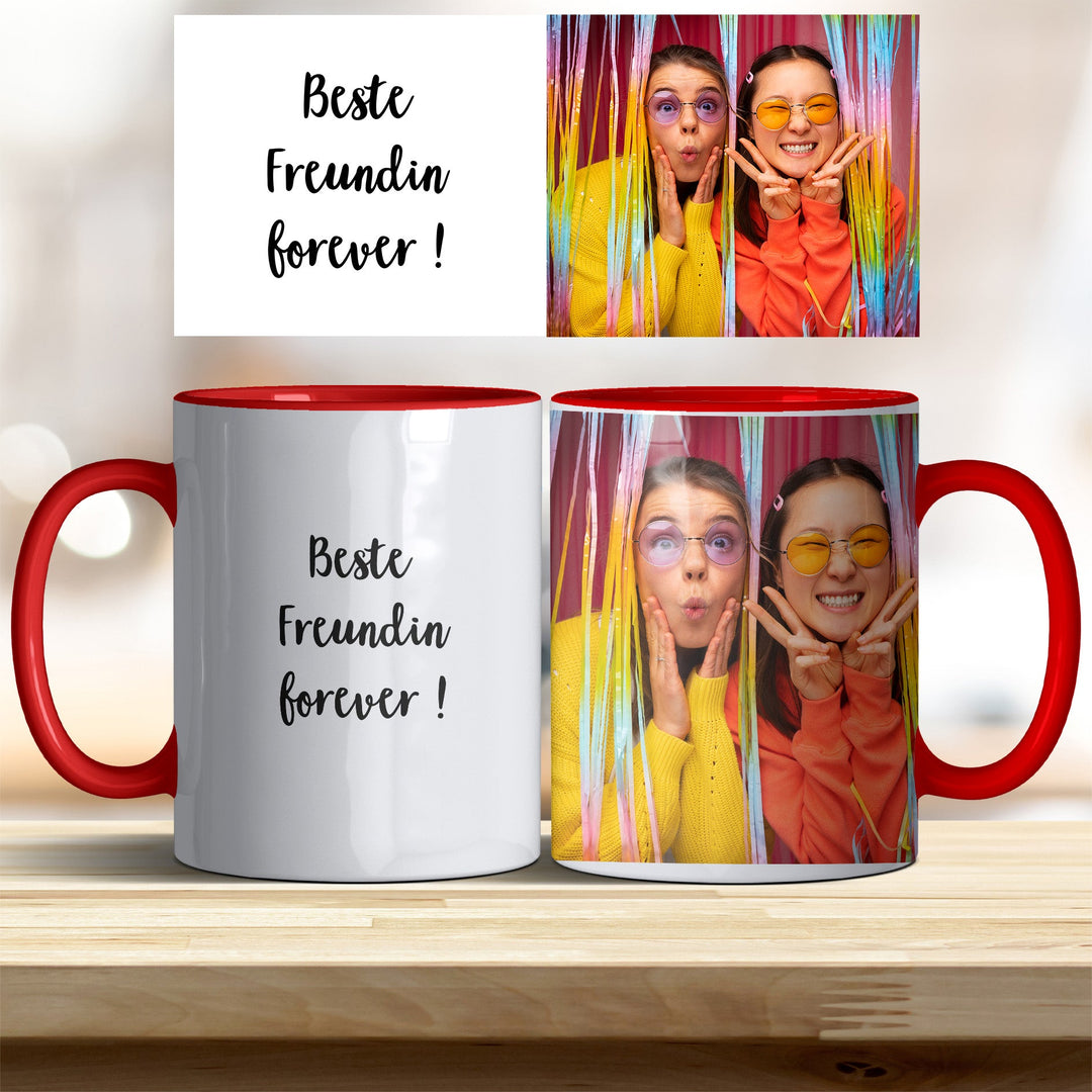 Tasse Beste Freundin forever personalisierbar mit Text und Foto in verschiedenen trendigen Farben - all - yours24