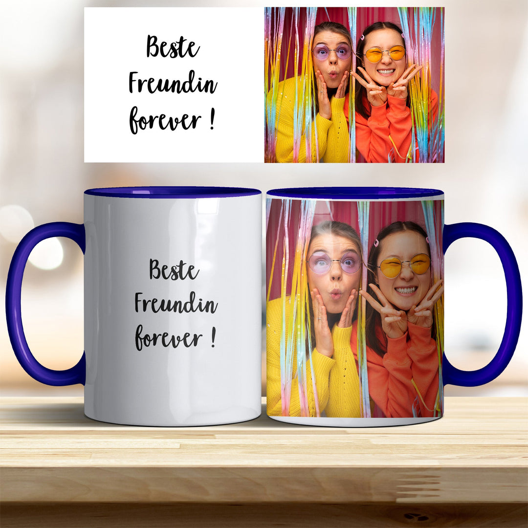 Tasse Beste Freundin forever personalisierbar mit Text und Foto in verschiedenen trendigen Farben - all - yours24