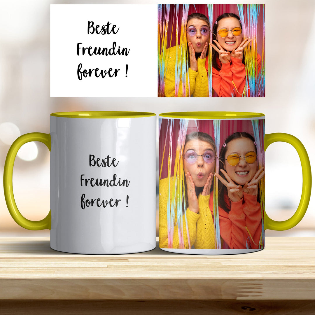 Tasse Beste Freundin forever personalisierbar mit Text und Foto in verschiedenen trendigen Farben - all - yours24