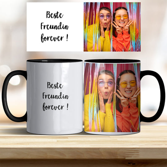 Tasse Beste Freundin forever personalisierbar mit Text und Foto in verschiedenen trendigen Farben - all - yours24