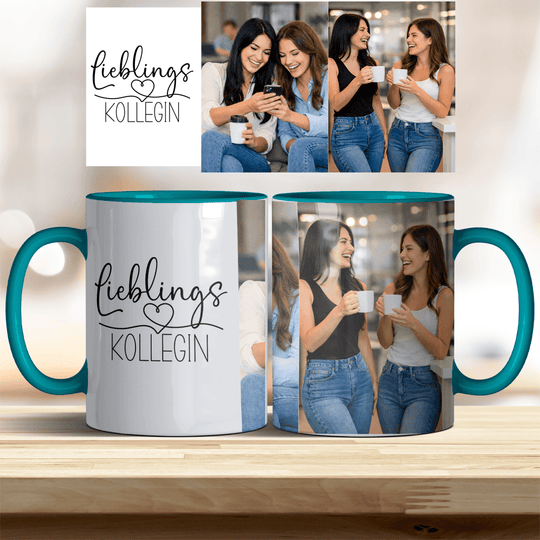 Tasse Lieblingskollegin personalisierbar mit Foto in verschiedenen trendigen Farben - all - yours24