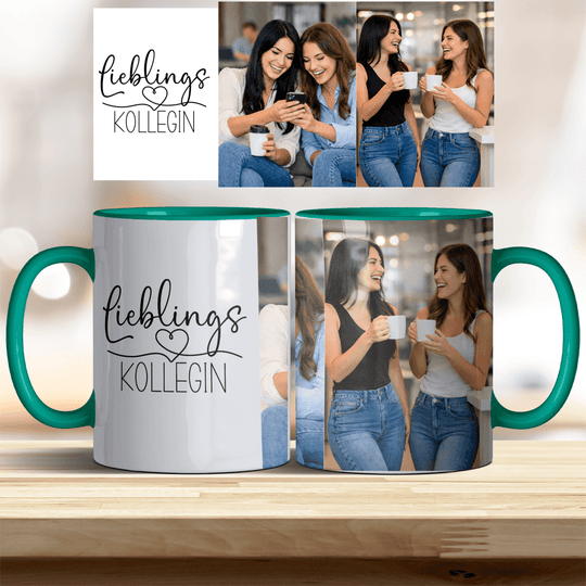 Tasse Lieblingskollegin personalisierbar mit Foto in verschiedenen trendigen Farben - all - yours24
