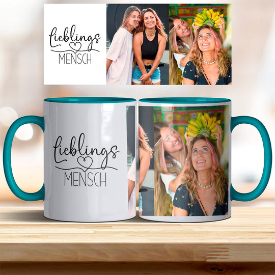 Tasse Lieblingsmensch personalisierbar mit Foto in verschiedenen trendigen Farben - all - yours24