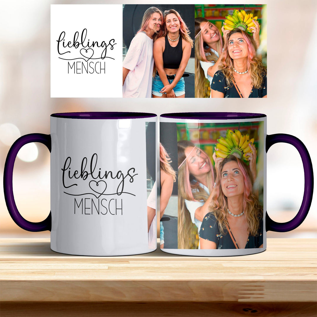 Tasse Lieblingsmensch personalisierbar mit Foto in verschiedenen trendigen Farben - all - yours24