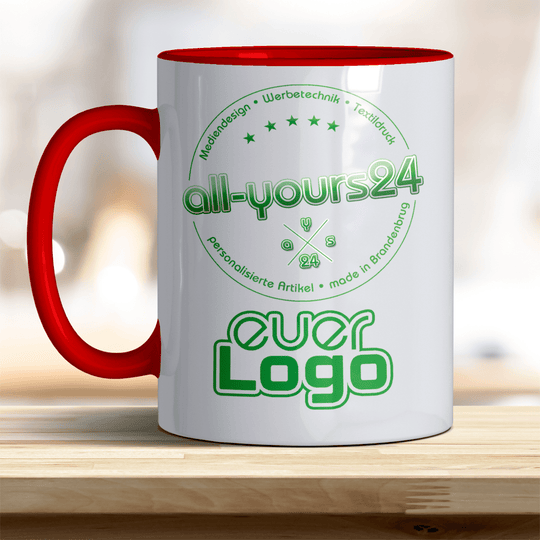 Tasse mit Logo bedruckt Keramik Becher Firmenlogo - all - yours24
