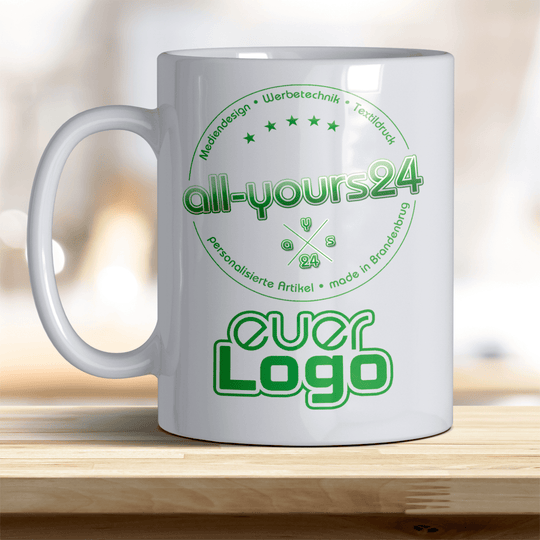 Tasse mit Logo bedruckt Keramik Becher Firmenlogo - all - yours24