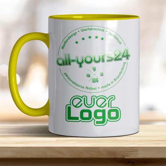 Tasse mit Logo bedruckt Keramik Becher Firmenlogo - all - yours24