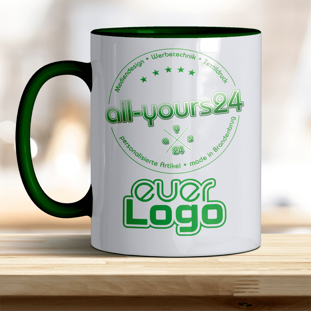 Tasse mit Logo bedruckt Keramik Becher Firmenlogo - all - yours24