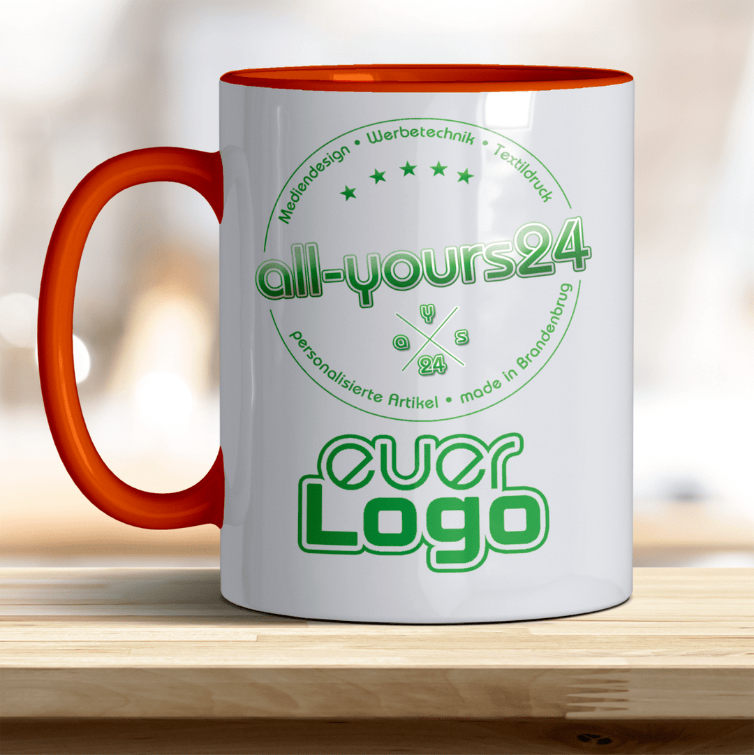 Tasse mit Logo bedruckt Keramik Becher Firmenlogo - all - yours24