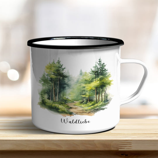 Waldliebe Emaille Tasse – Robustes Naturerlebnis verschiedenen Größen - all - yours24