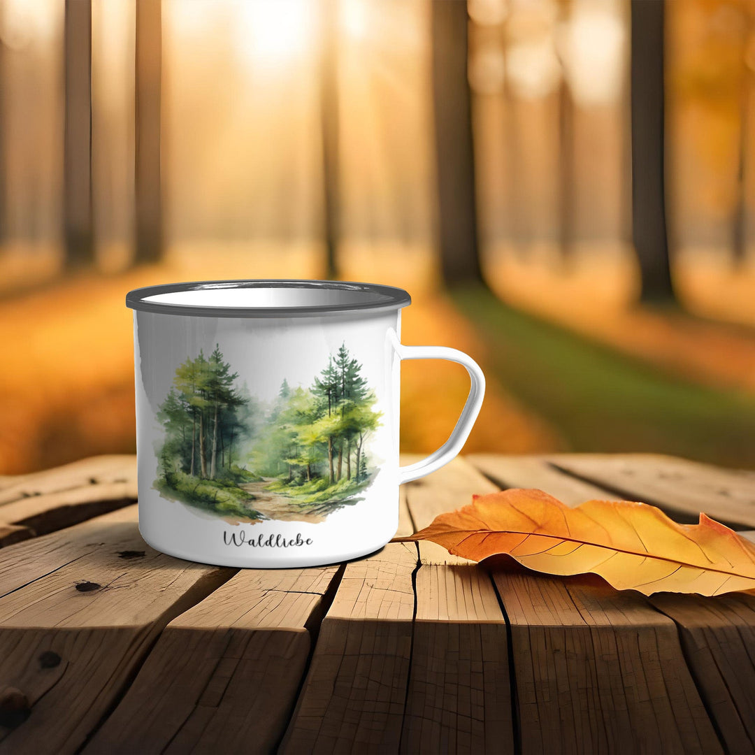 Waldliebe Emaille Tasse – Robustes Naturerlebnis verschiedenen Größen - all - yours24
