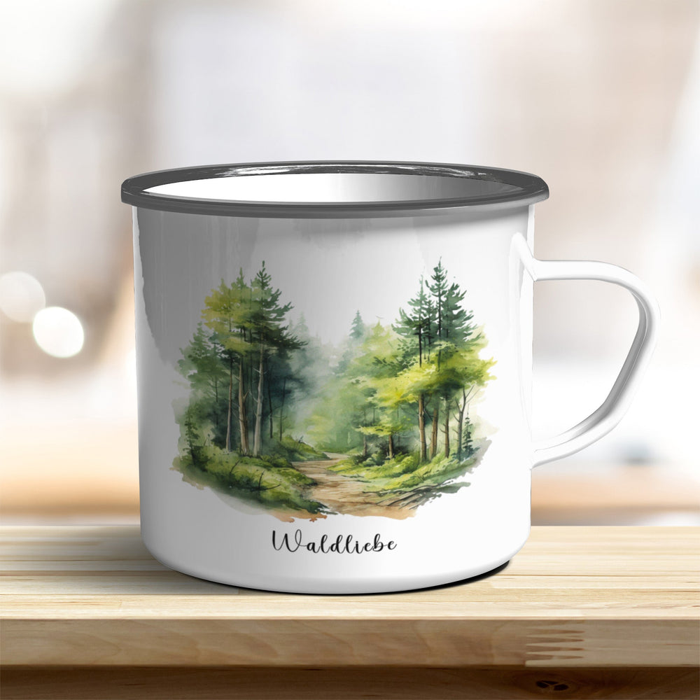 Waldliebe Emaille Tasse – Robustes Naturerlebnis verschiedenen Größen - all - yours24