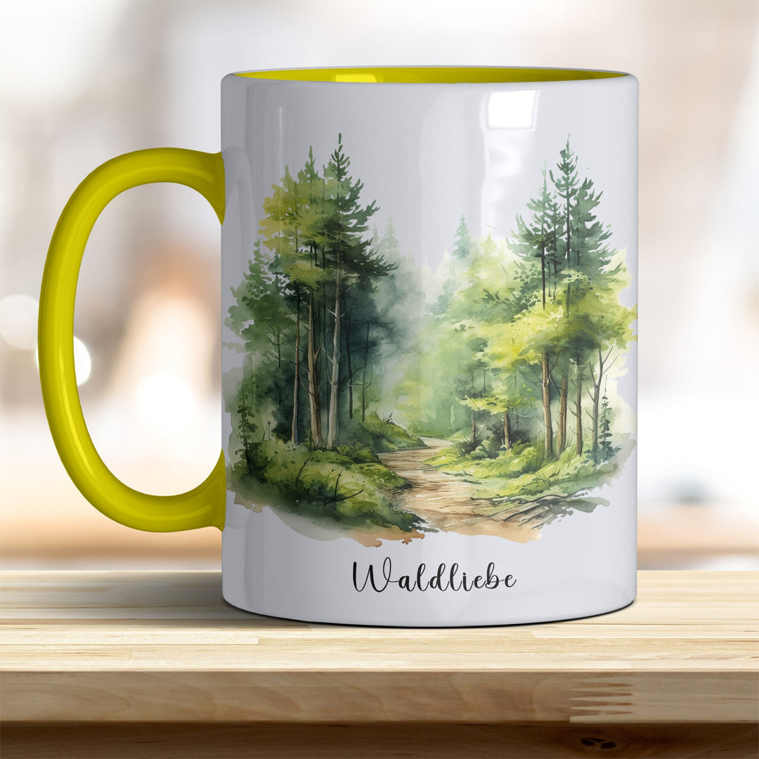 Waldliebe Keramiktasse – Vielfältige Farben, Idyllisches Waldbild - Design - all - yours24