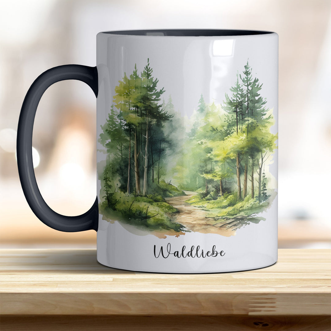 Waldliebe Keramiktasse – Vielfältige Farben, Idyllisches Waldbild - Design - all - yours24