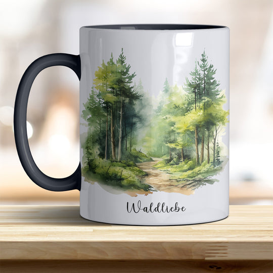 Waldliebe Keramiktasse – Vielfältige Farben, Idyllisches Waldbild - Design - all - yours24