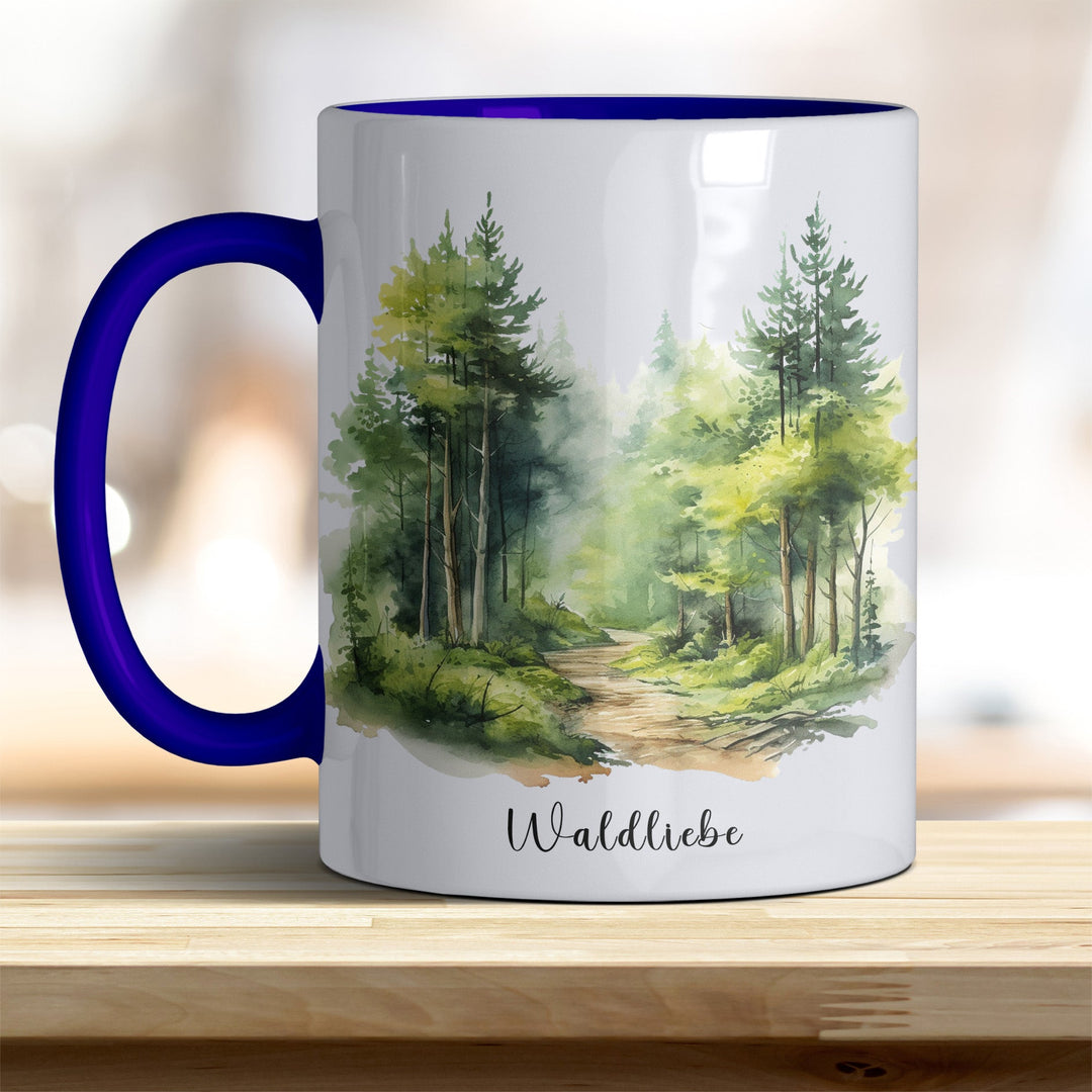 Waldliebe Keramiktasse – Vielfältige Farben, Idyllisches Waldbild - Design - all - yours24