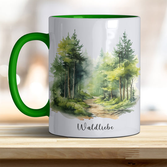 Waldliebe Keramiktasse – Vielfältige Farben, Idyllisches Waldbild - Design - all - yours24