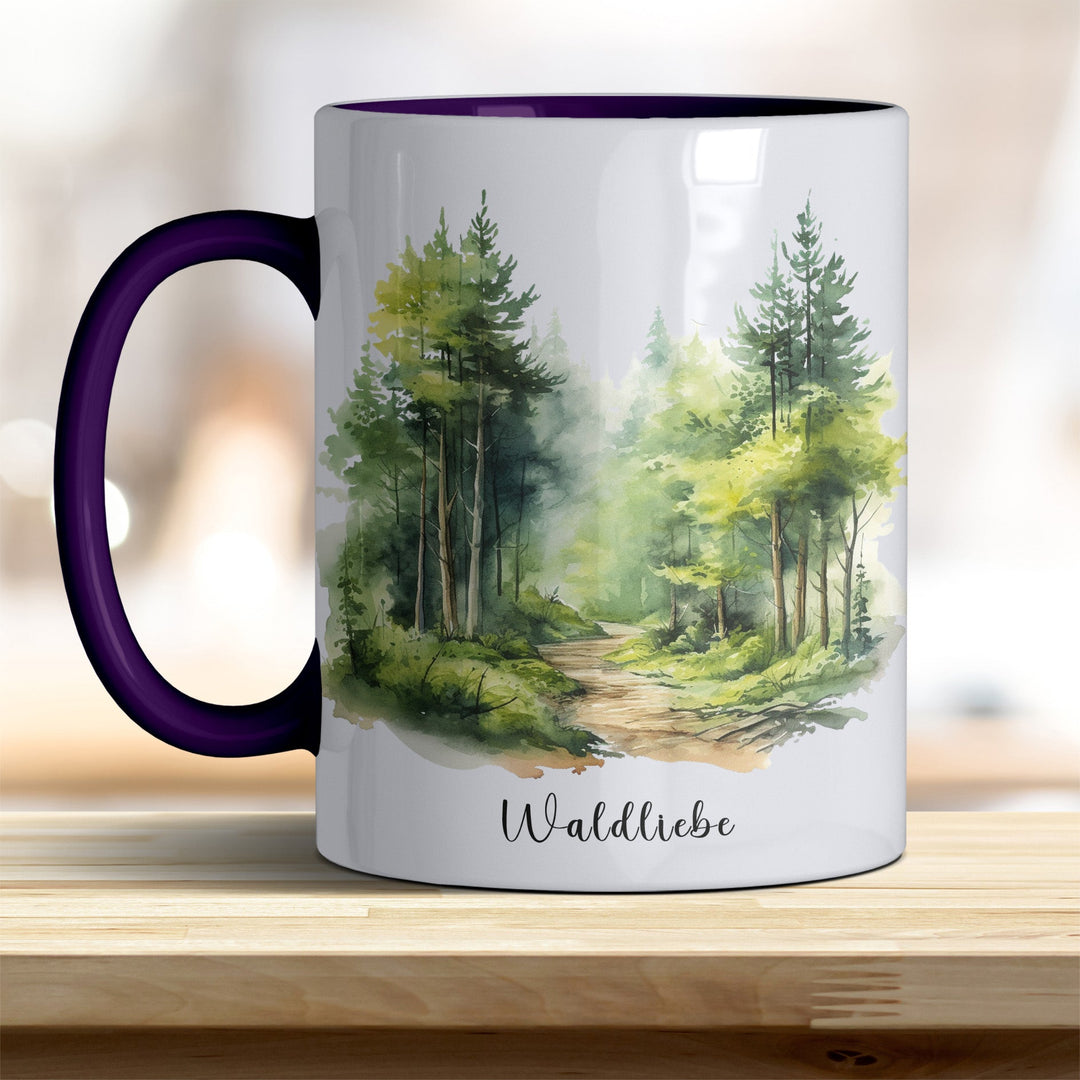Waldliebe Keramiktasse – Vielfältige Farben, Idyllisches Waldbild - Design - all - yours24