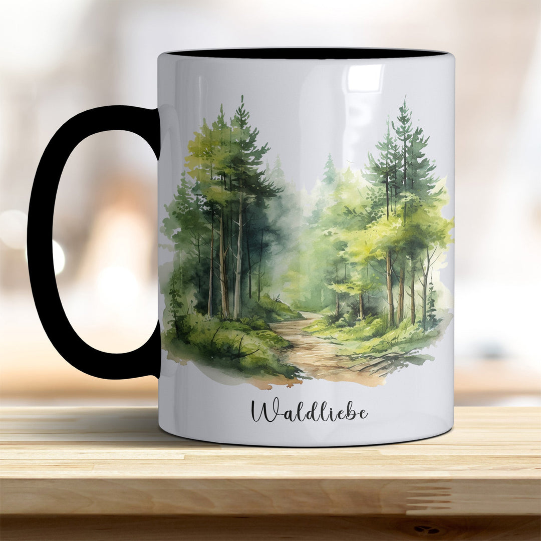 Waldliebe Keramiktasse – Vielfältige Farben, Idyllisches Waldbild - Design - all - yours24