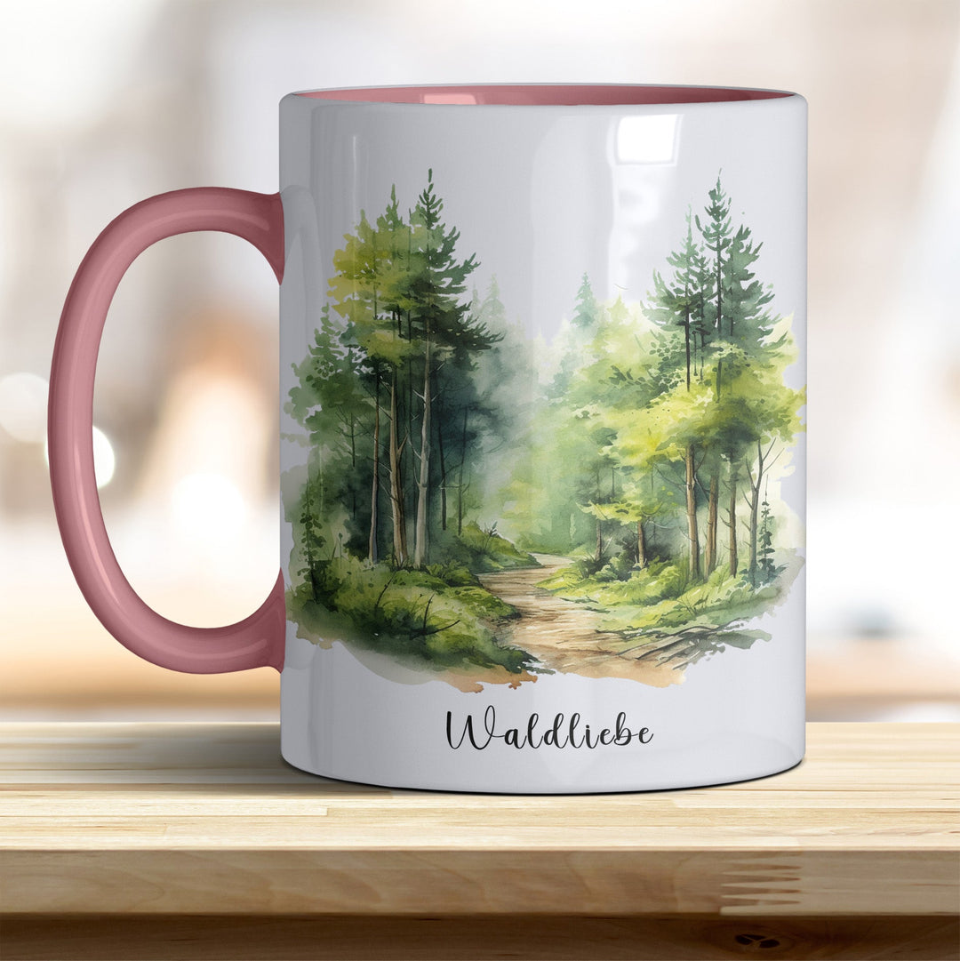 Waldliebe Keramiktasse – Vielfältige Farben, Idyllisches Waldbild - Design - all - yours24