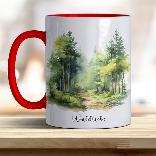 Waldliebe Keramiktasse – Vielfältige Farben, Idyllisches Waldbild - Design - all - yours24