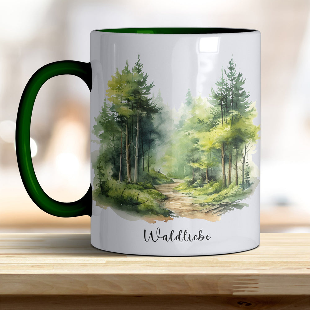 Waldliebe Keramiktasse – Vielfältige Farben, Idyllisches Waldbild - Design - all - yours24