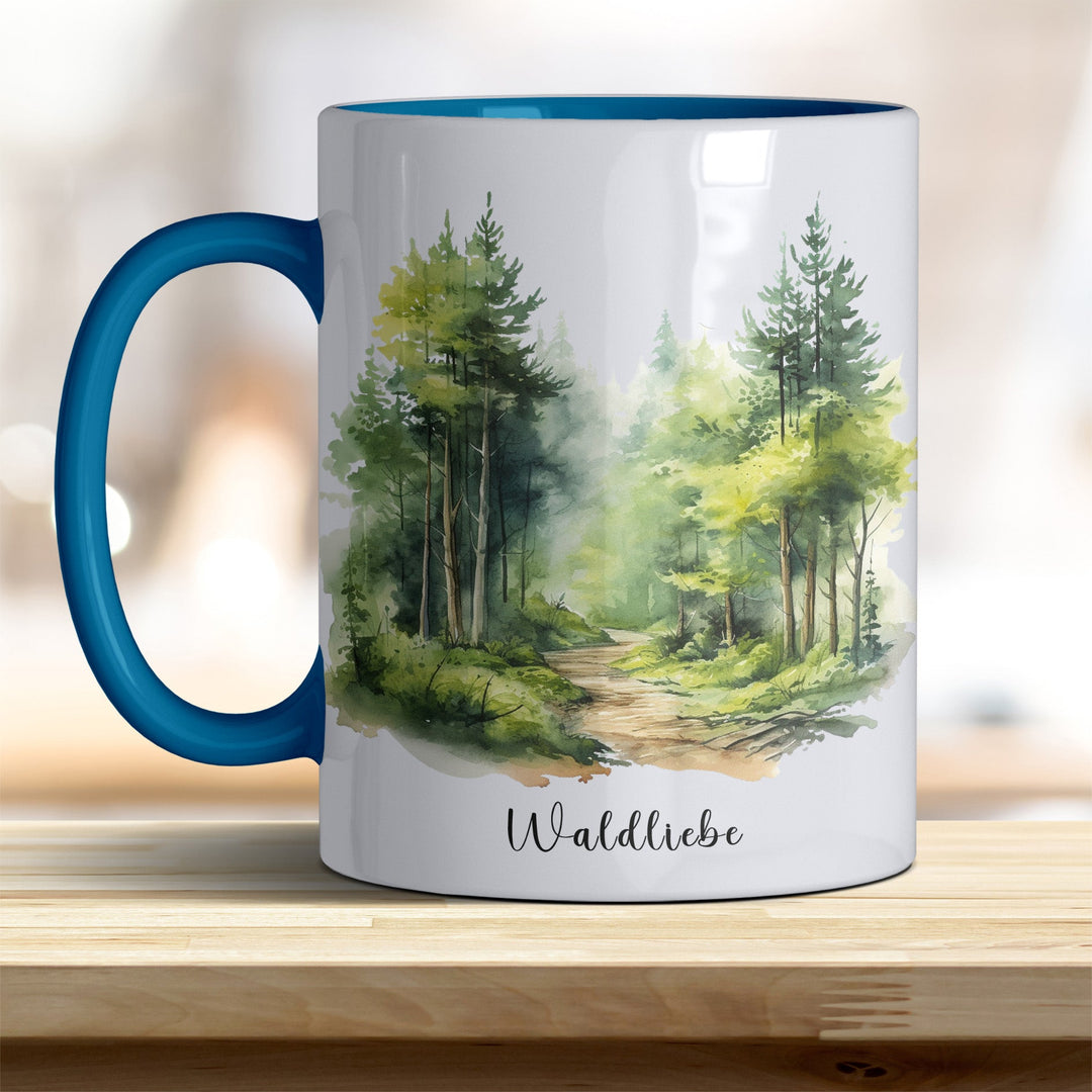 Waldliebe Keramiktasse – Vielfältige Farben, Idyllisches Waldbild - Design - all - yours24