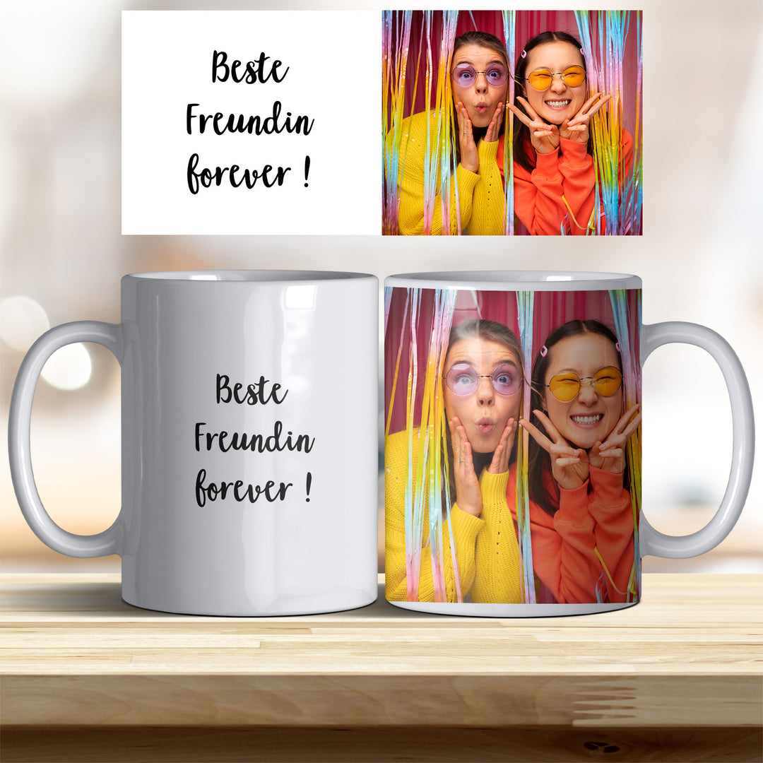 Tasse Beste Freundin forever personalisierbar mit Text und Foto in verschiedenen trendigen Farben