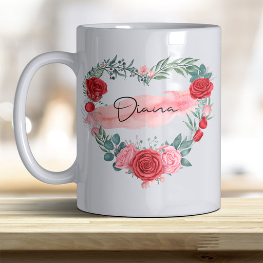 all-yours24 Tasse Rosen Herz Name Geschenkideen Tasse mit Spruch Geschenke Kaffee-Tasse