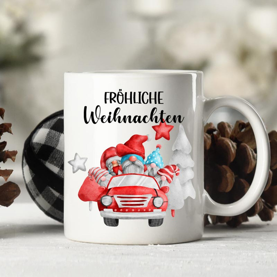 all-yours24 Tasse Fröhliche Weihnachten Geschenkideen Tasse mit Spruch Geschenke Kaffee-Tasse Weihnacht Wichtel
