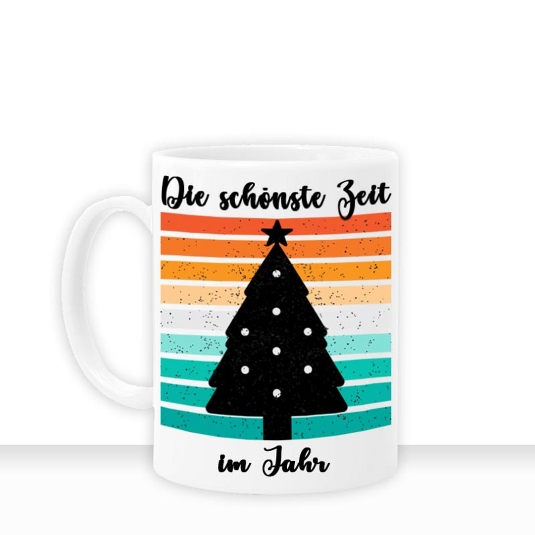 all-yours24 Tasse schönste Zeit im Jahr Retro Geschenkideen Tasse mit Spruch Geschenke Kaffee-Tasse Weihnacht