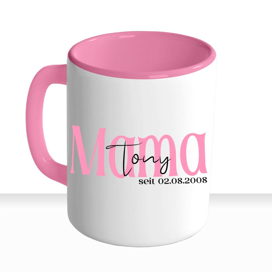 all-yours24 Tasse Mama mit Name und Geburtsjahr Geburt Geschenkideen Tasse mit Spruch Geschenke Kaffee-Tasse beste Mama