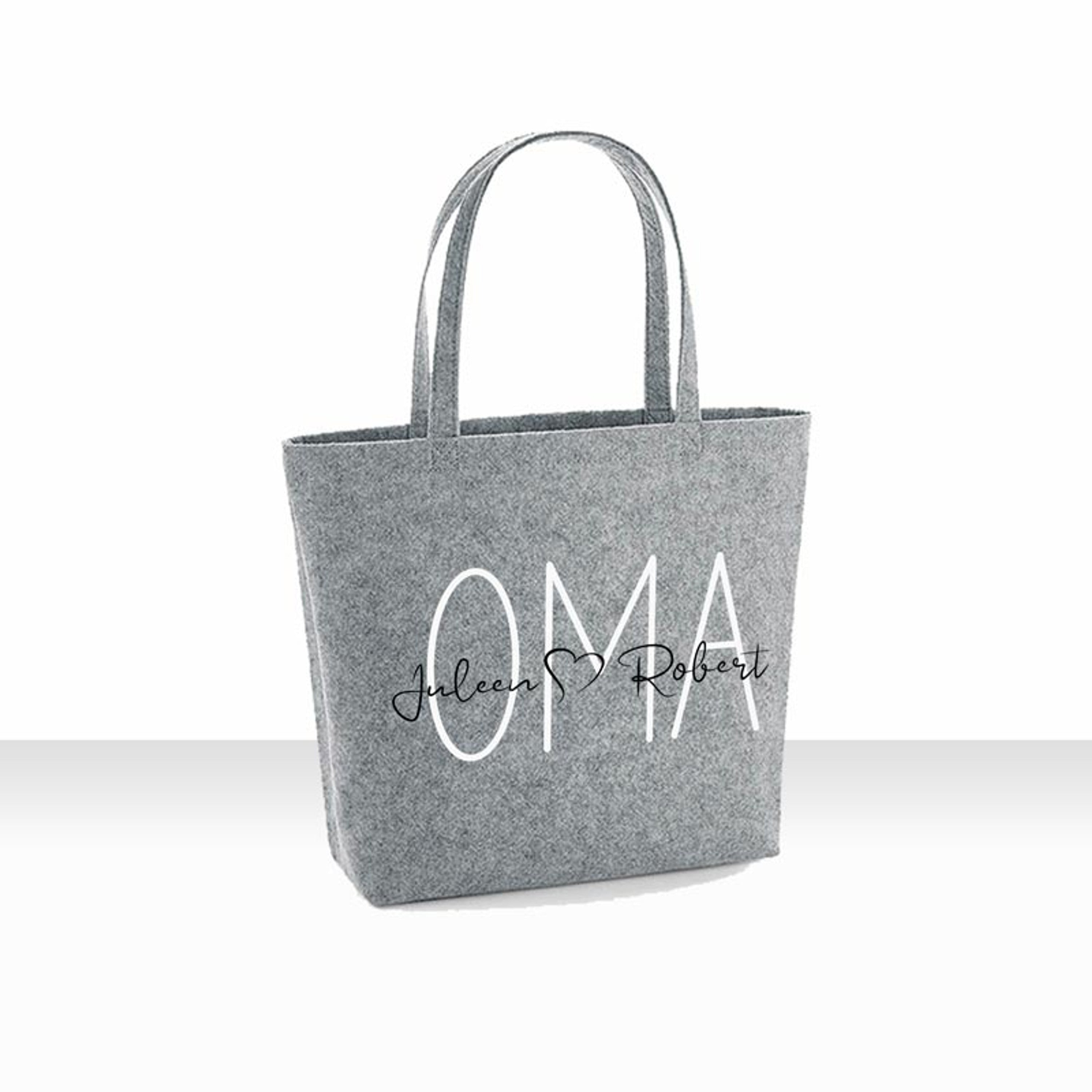all-yours24 Filz Shopper Einkaufstasche OMA personalisierbar Name grau