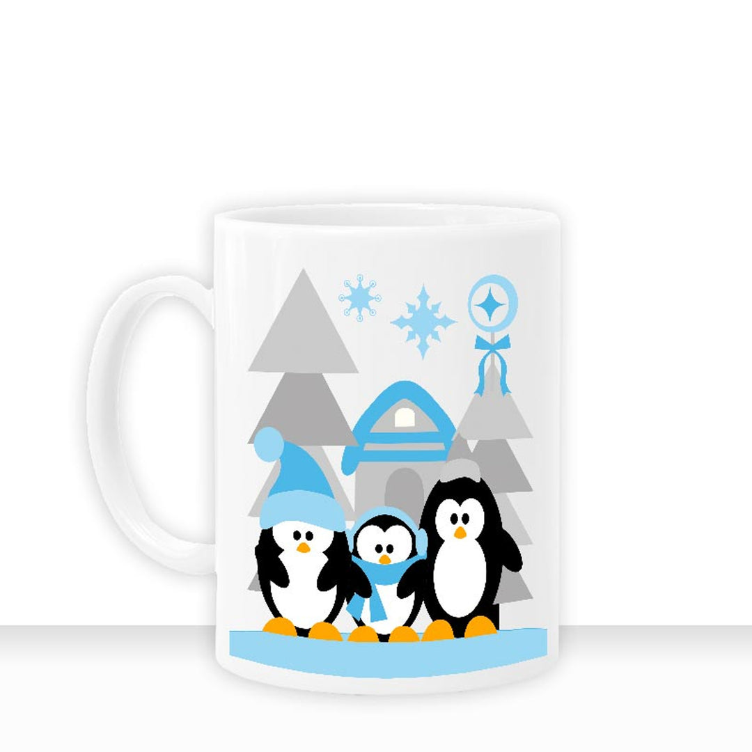 all-yours24 Tasse Pinguine Zuhause Winter Geschenkideen Tasse mit Spruch Geschenke Kaffee-Tasse Weihnacht