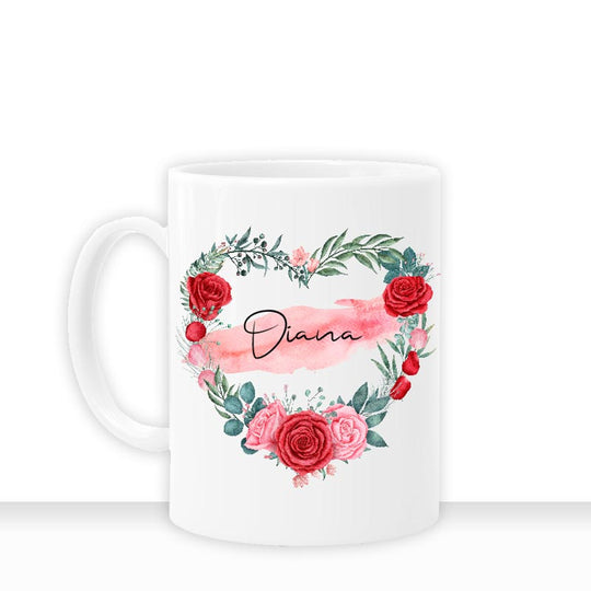 all-yours24 Tasse Rosen Herz Name Geschenkideen Tasse mit Spruch Geschenke Kaffee-Tasse