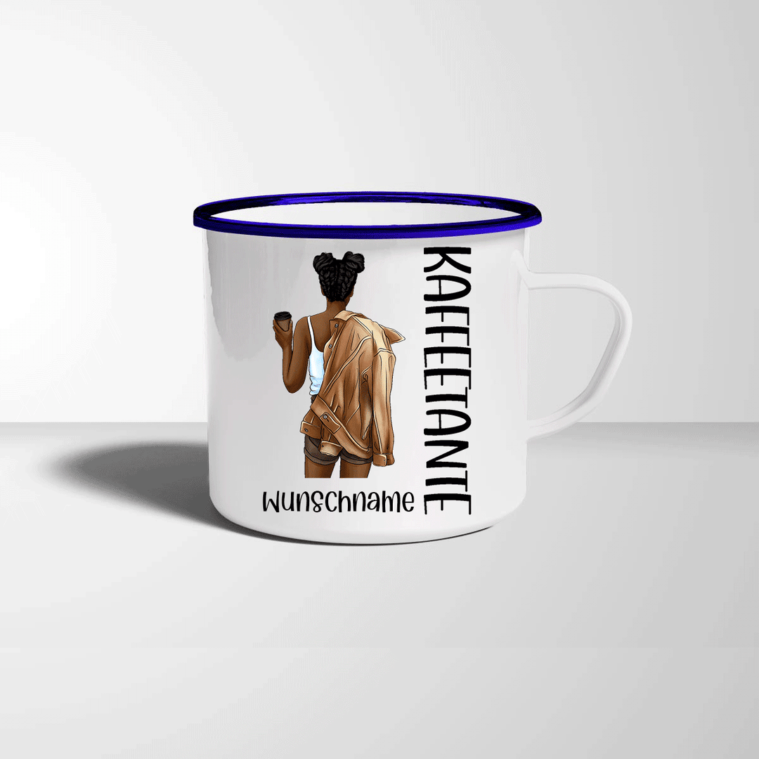 all - yours24 Emailletasse Kaffeetante Geschenkideen Emaille Tasse mit Name Geschenk - all - yours24