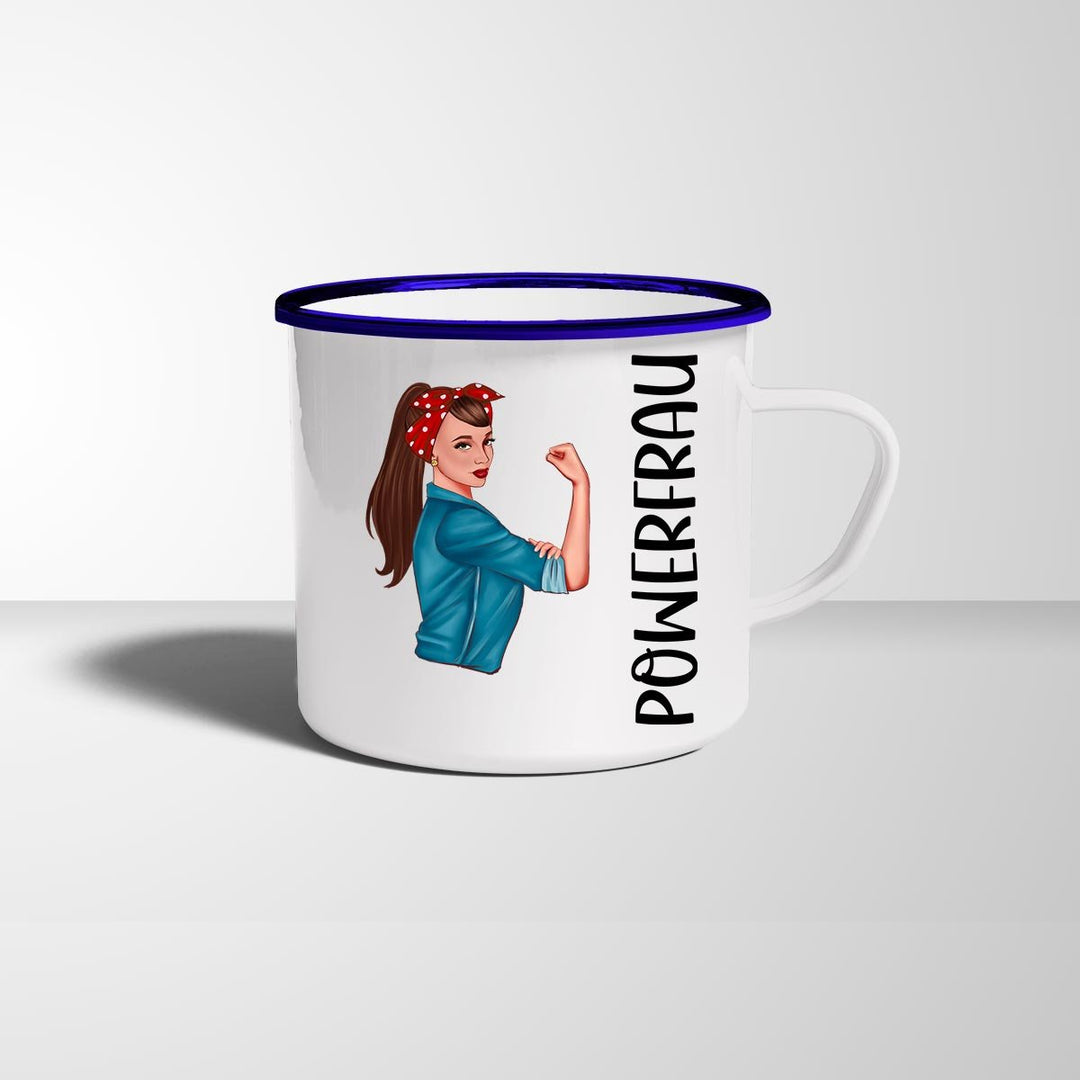 all - yours24 Emailletasse Powerfrau Geschenkideen Tasse mit Name Geschenke Emaille - Tasse - all - yours24