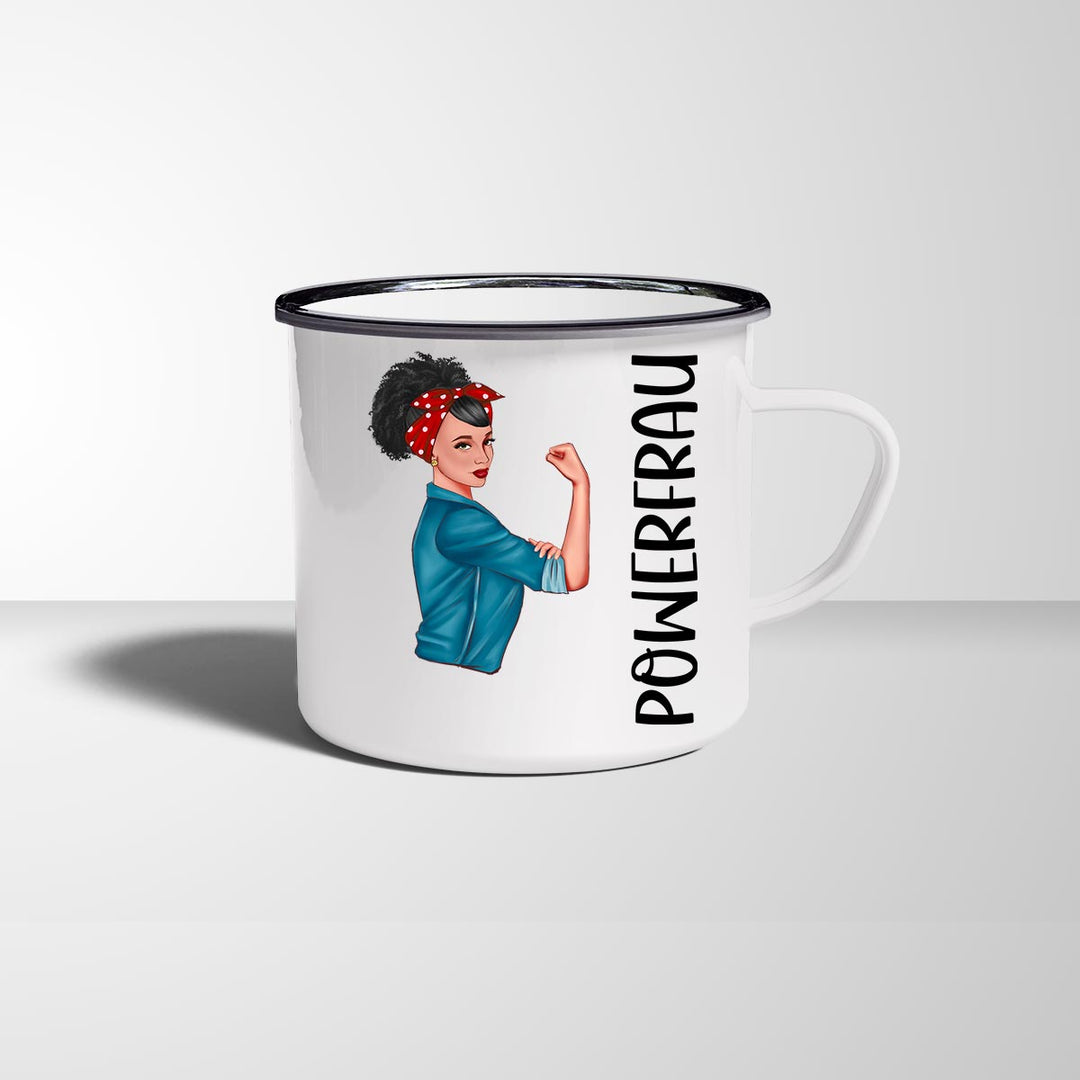 all - yours24 Emailletasse Powerfrau Geschenkideen Tasse mit Name Geschenke Emaille - Tasse - all - yours24
