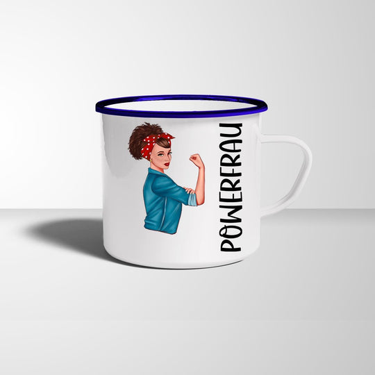 all - yours24 Emailletasse Powerfrau Geschenkideen Tasse mit Name Geschenke Emaille - Tasse - all - yours24